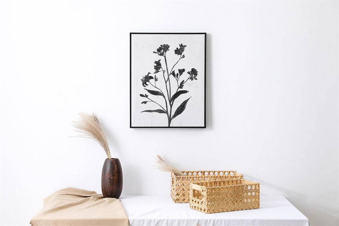 Floral Silhouette Wall Art, 16"x20" Printed Canvas w/PS Frame