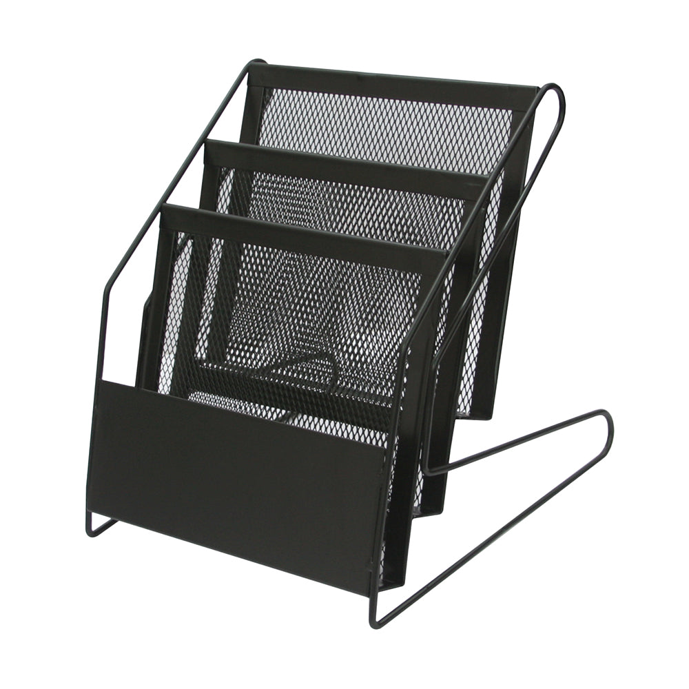 3-Tier Metal Mesh Brochure Holder – Durable Display Rack for Office & Business Flyers