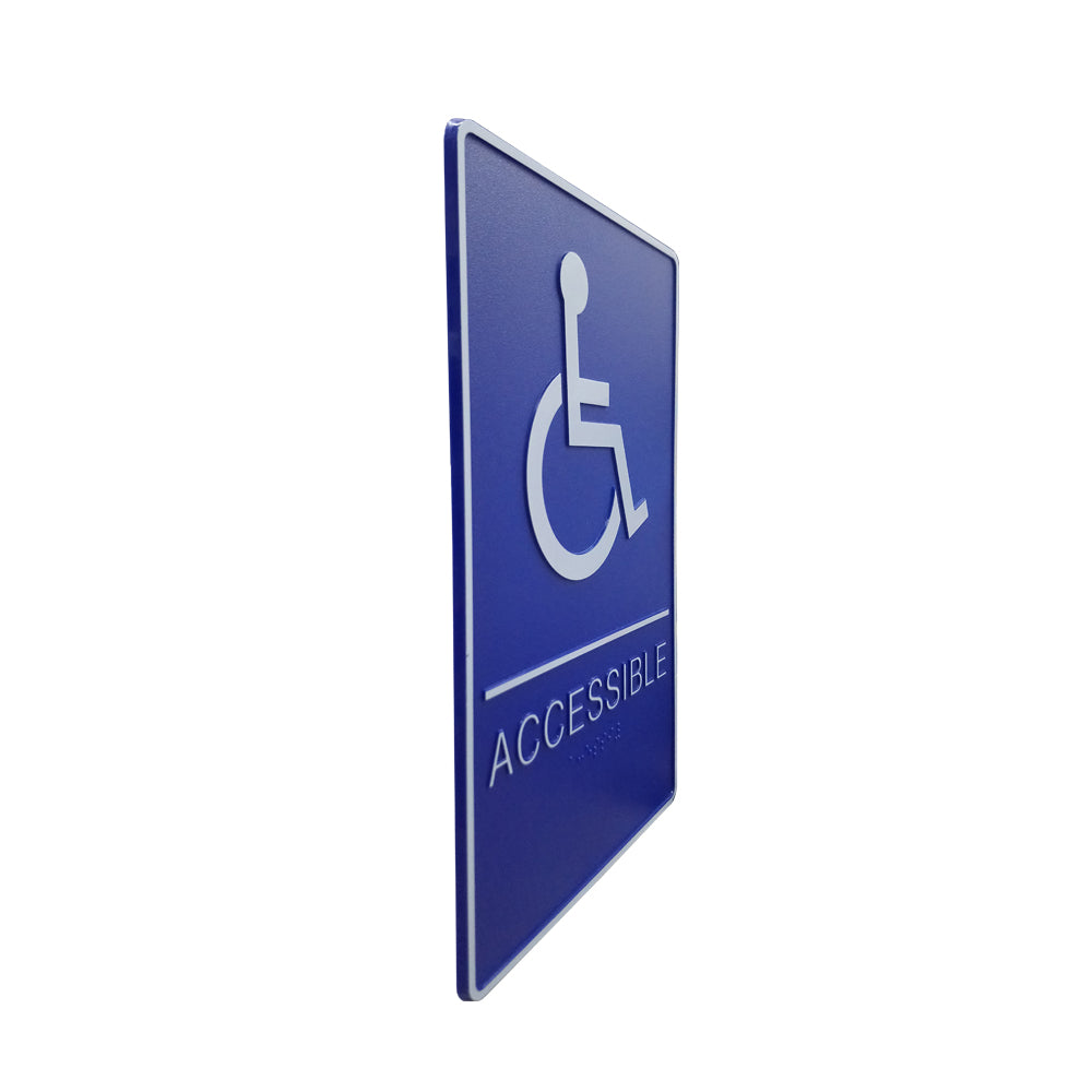 A.D.A. Braille Royal Blue Washroom Sign 6”W x 9”H (Handicap) - #SIGN062H