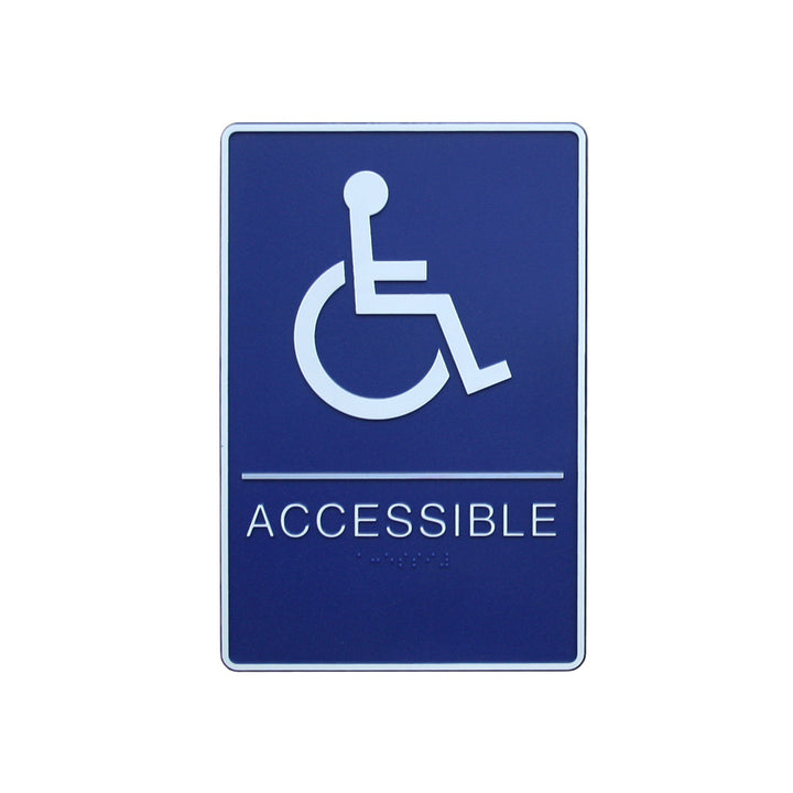A.D.A. Braille Royal Blue Washroom Sign 6”W x 9”H (Handicap) - #SIGN062H