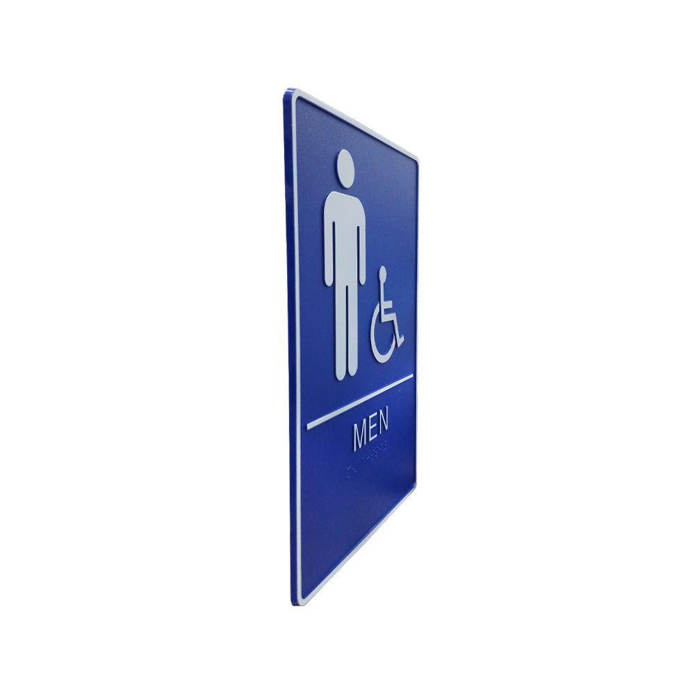 A.D.A. Braille Royal Blue Washroom Sign 6”W x 9”H (Men/Handicap) - #SIGN063M